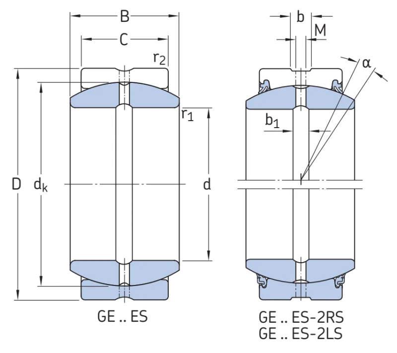 Радиальный сферический подшипник скольжения GE300ES-2RS SKF