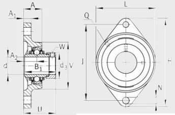 Двухболтовый фланцевый подшипниковый узел LCJT40-XL-N INA