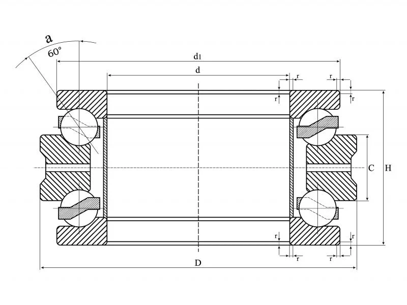 Двунаправленный радиально-упорный шариковый подшипник ZKLF40100-2Z INA
