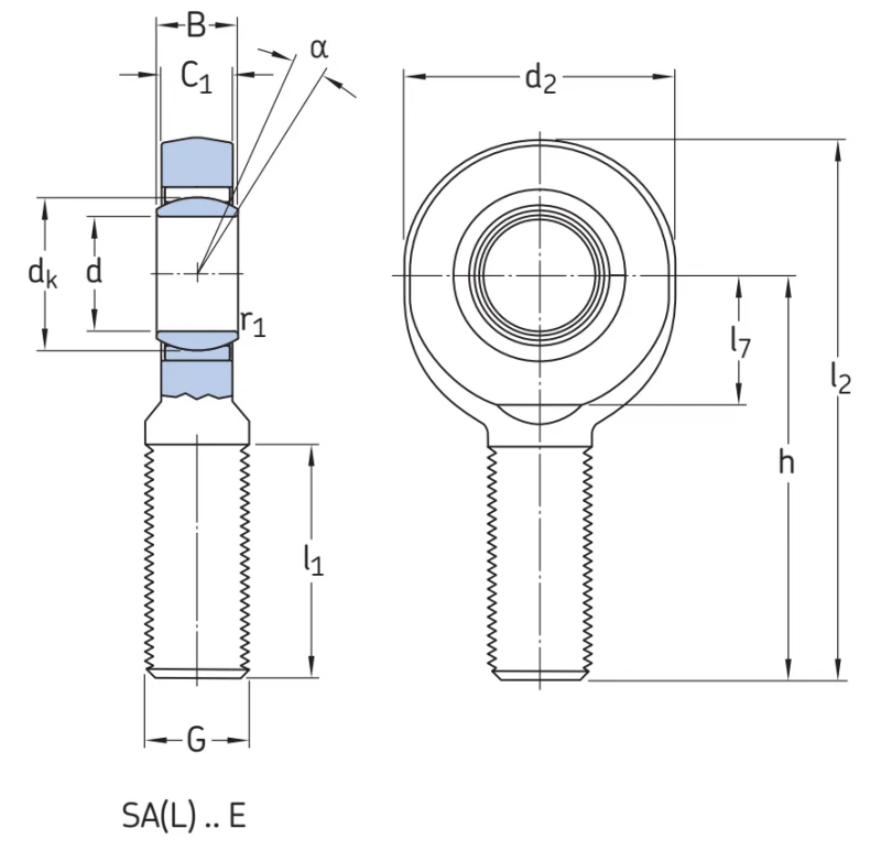 Шарнирный наконечник с наружной резьбой SALA 70 ES-2RS SKF