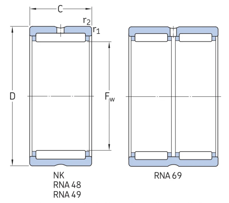 Игольчатый подшипник с сепаратором в сборе RNA4824 SKF