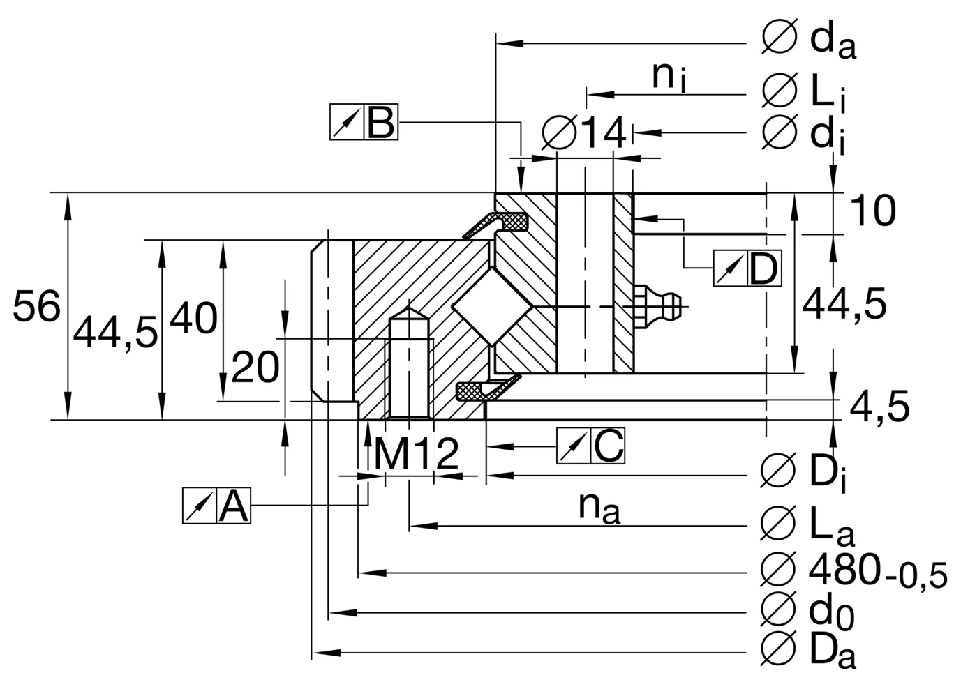 Специальный подшипник XSA140414-N INA