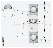 Шариковый подшипник с четырехточечным контактом QJ221-N2-MPA INA