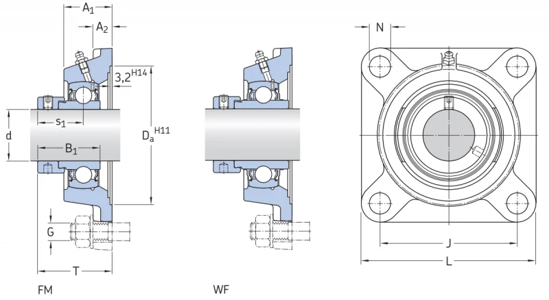 Фланцевый корпусный узел для комбайнов FY2.3/16WF SKF